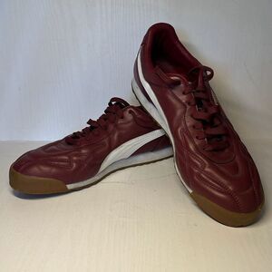 Puma Roma Anniversario Maroon White Quilted Retro Sneakers Men size 10 266673 02